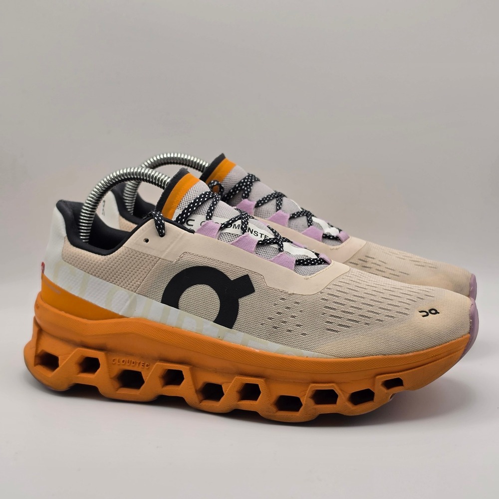 On Cloudmonster Running Shoes Women 9.5 Sand Orange CloudTec 61.98652